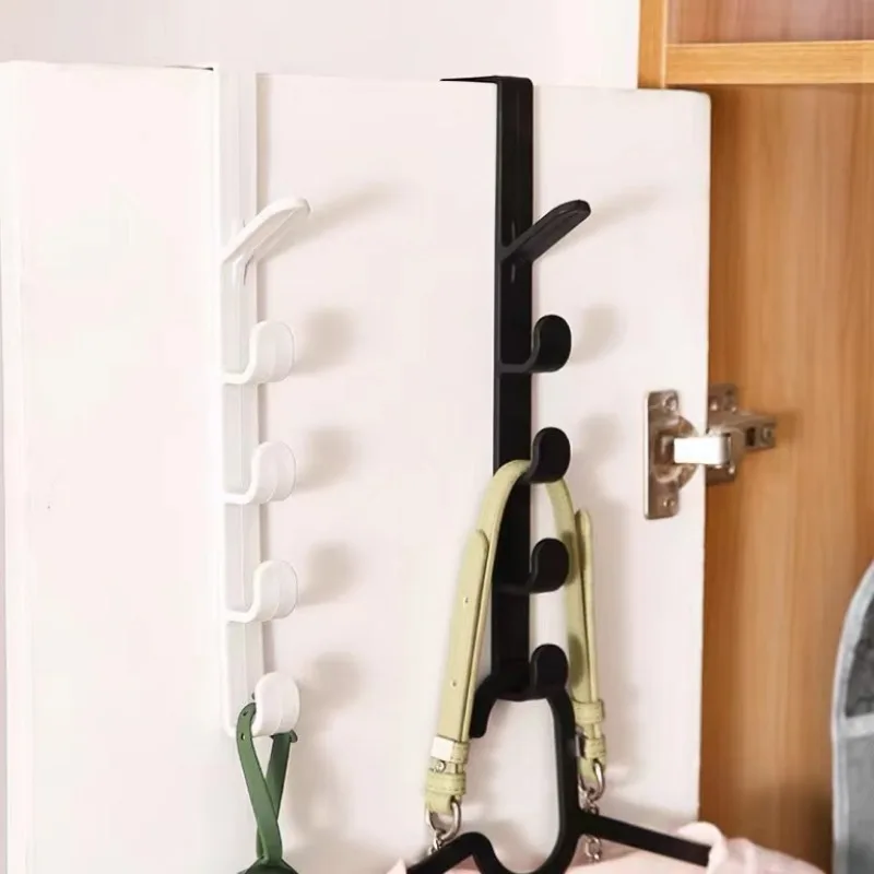 1/2pcs No-Drill Door Hook Rack - 5-Section Hanger for Cabinet & Wardrobe, Space-Saving Storage Solution