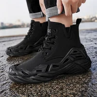 Men Tactical Boots with Straps for Combat Training Waterproof Straps Multifunctional Breathable Motorcycle Outdoor Hiking Shoes