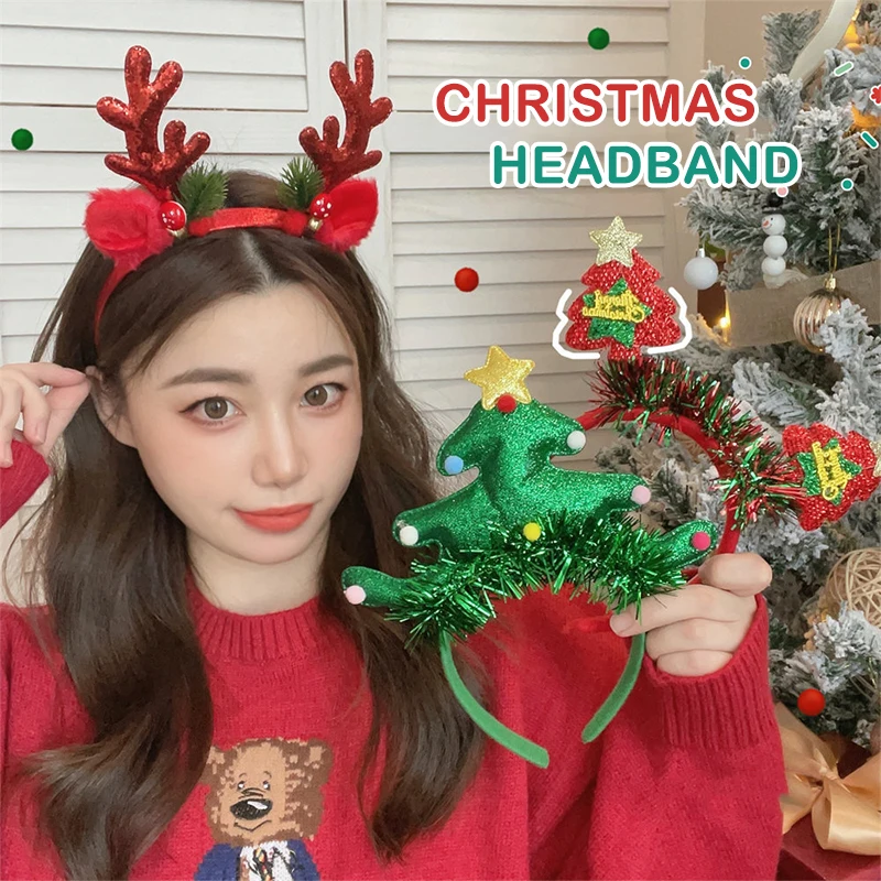 

Christmas Reindeer Antler Headband Christmas Tree Head Hoop Women Christmas Costume Party Hairbands Decorations Hair Accessories