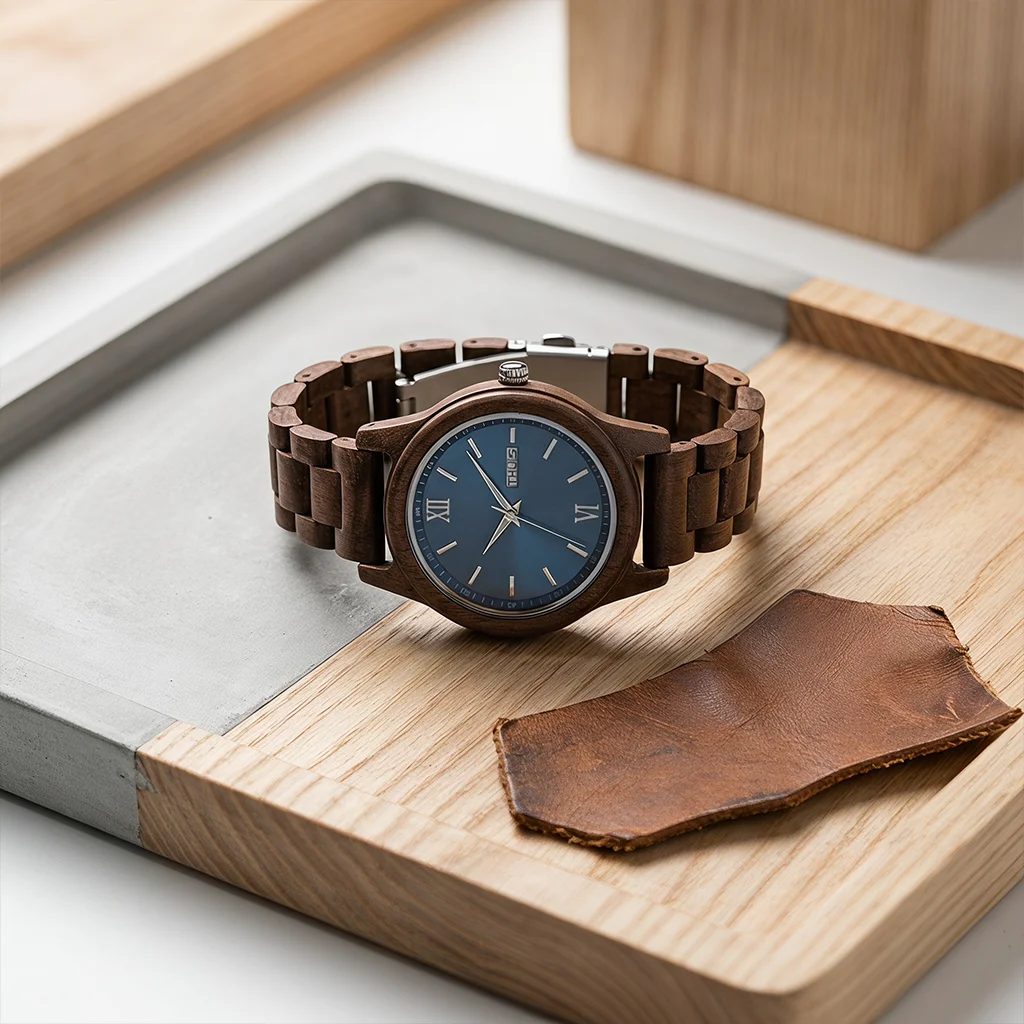 Men's Watch Wood Watch Date Week Stylish Watches Timepieces Chronograph Quartz Relogio Masculino Dropshipping
