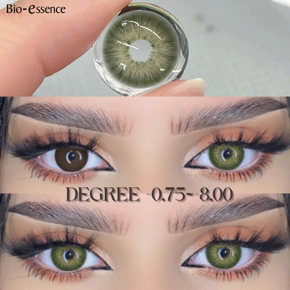 Bio-essence 1 Pair Myopia Lenses Colored Contact Lenses for Eyes Lenses with degree Natural Contact Lenses Blue Eye Lenses