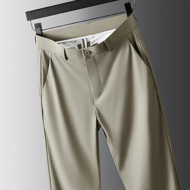 Simple fashion men's casual pants ice silk summer thin section 2024 new business suit pants drape men's pants straight pants