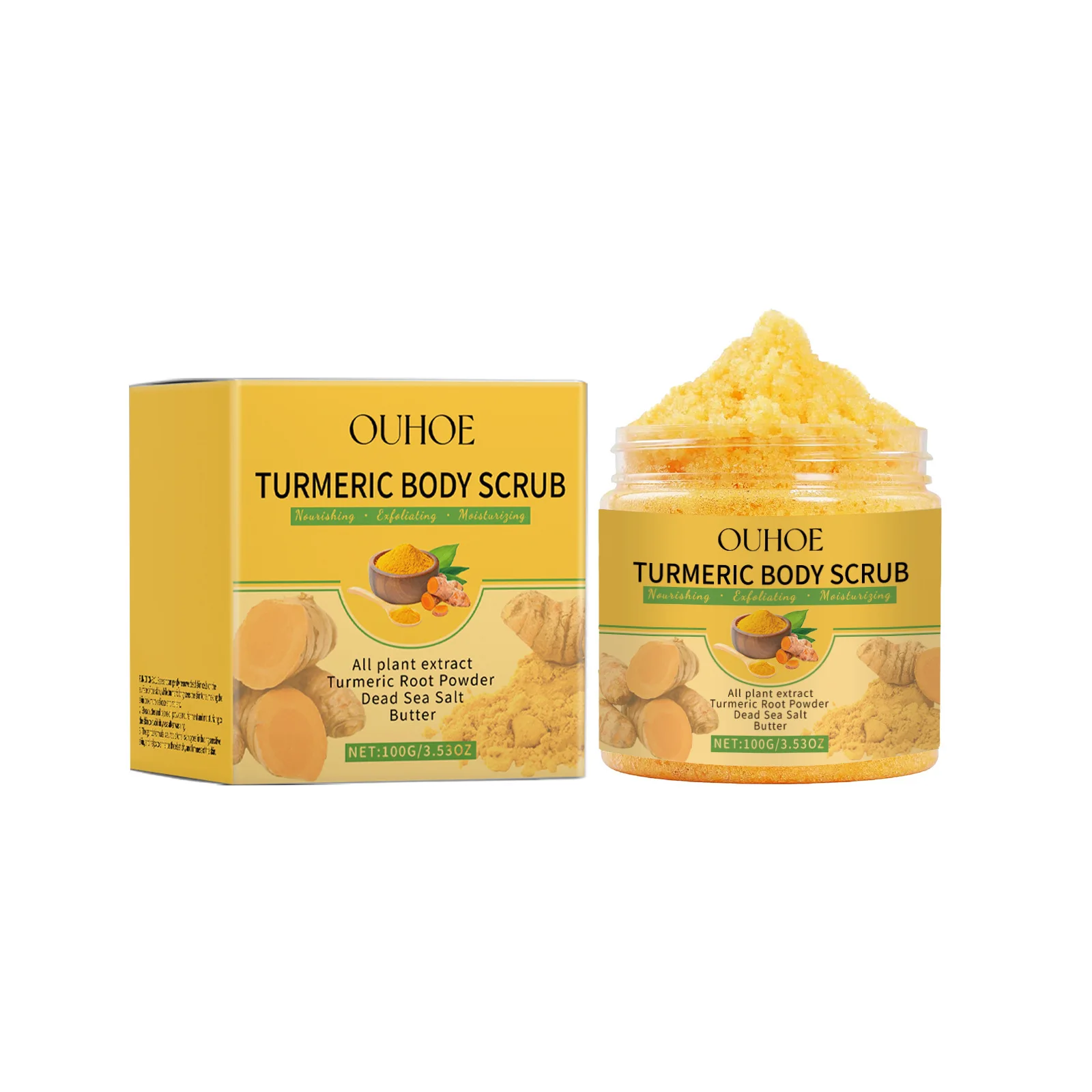 Turmeric Body Scrub for Women Men Lightening Exfoliate Remove Dead Skin Pore Cleansing Dark Inner Moisturising Smooth Skin Care 2