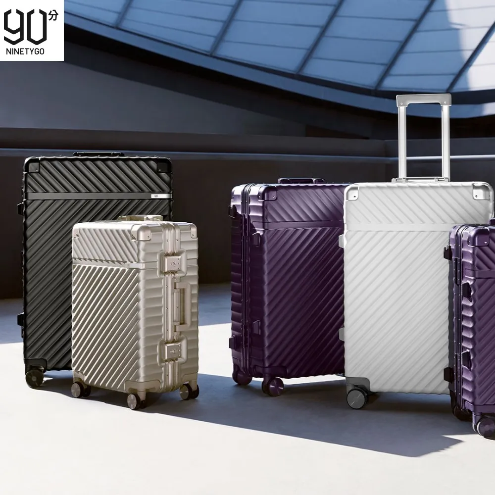 NINETYGO luggage geometric business suitcase Metal Aluminum Frame Universal Wheel TSA Lock box 20 24 28inch suitcase AliExpress