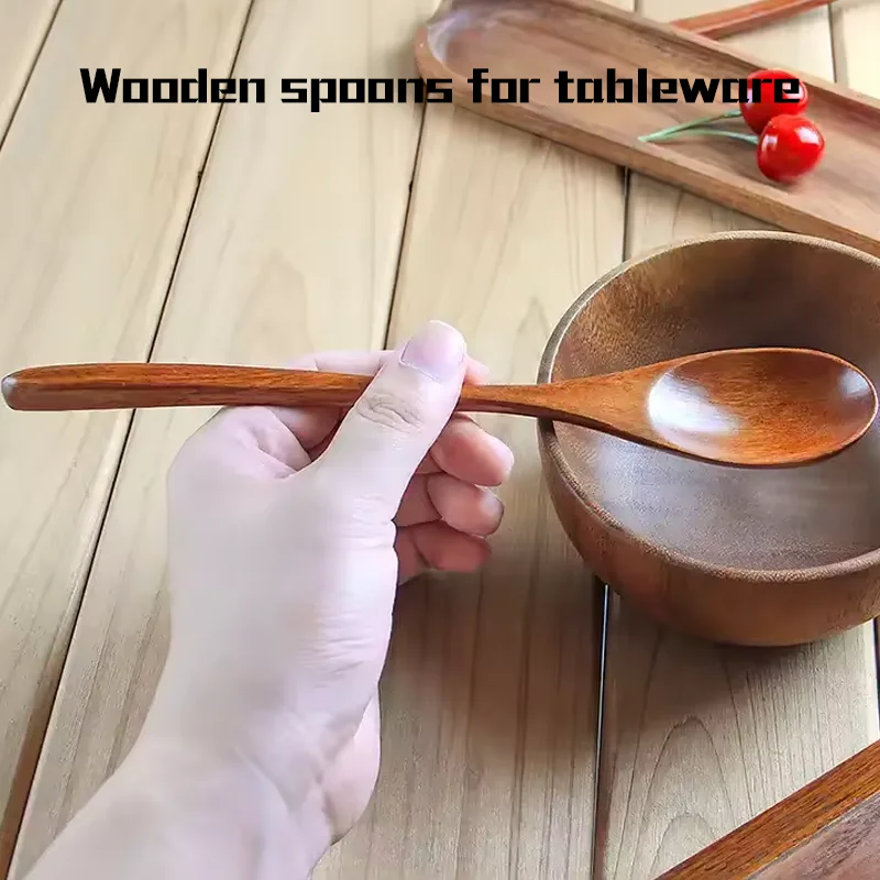 Wooden Cooking Spoon 6Pcs Kitchen Utensils Wooden Cutlery Phoebe Zhenan Wood Spoon Dinner Dessert Soup Serving Spoons