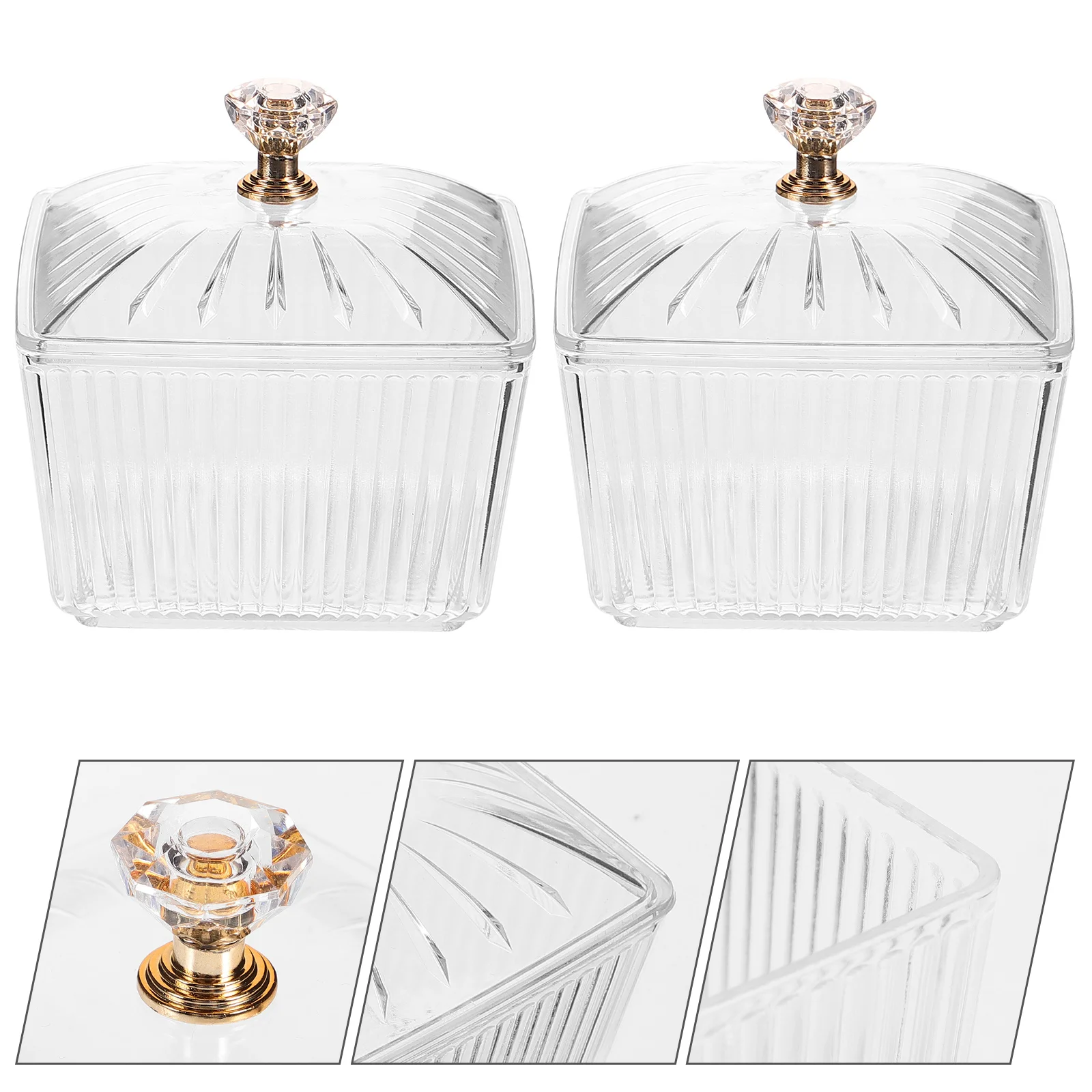 

2Pcs Candy Jars with Lid Sugar Storage Bowl Snacks Container Kitchen Spice Jars