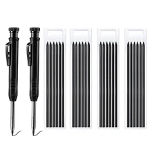 

Carpenter Pencils With Black Refill Leads And Built-in Sharpener For Deep Hole Mechanical Woodworking Tools Marker Marking Pen
