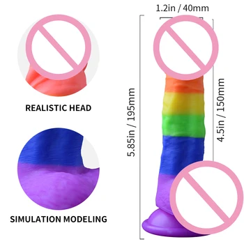 Soft Rainbow Huge Dildo With Suction Cup Anal Realistic Penis Sensor Skin Sex Toys Masturbator Dildos G-spot Orgasm For Women 5