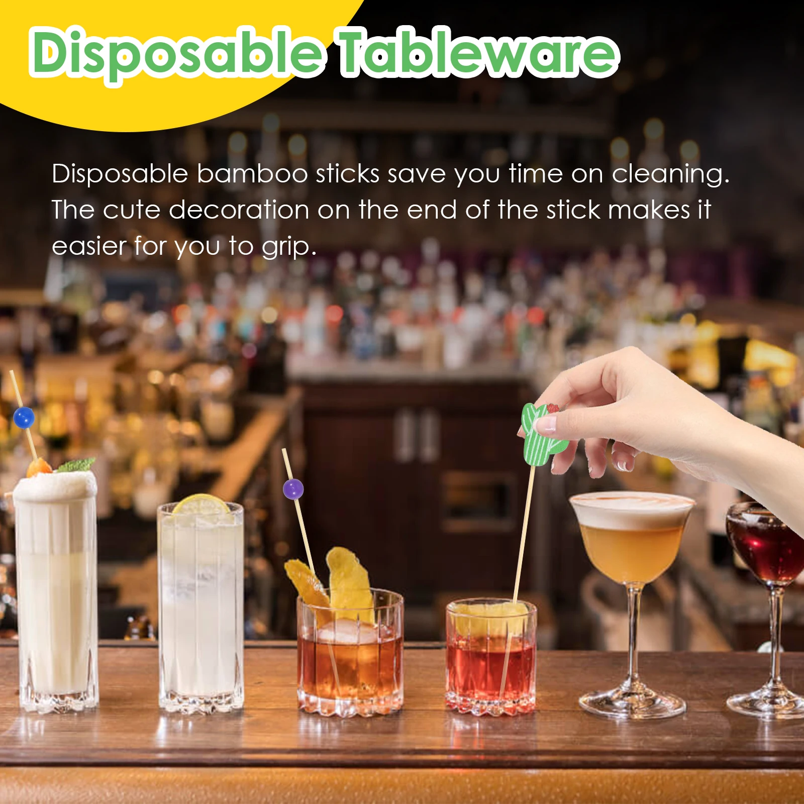 New 5 Pack 500 Pcs Colorful Cocktail Picks Environmentally Friendly Toothpicks for Appetizers Decorative 4.72inch Food Picks