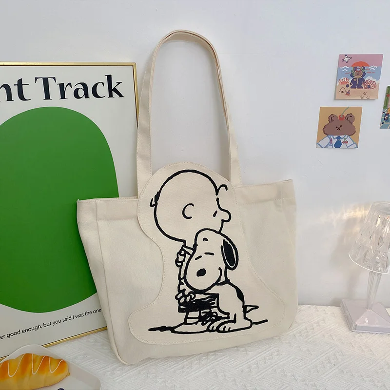 Snoopy woodstock canvas tas handtassen voor vrouwen schoudertassen vrouwen  milieu opslag herbruikbare meisjes grote shopper tas