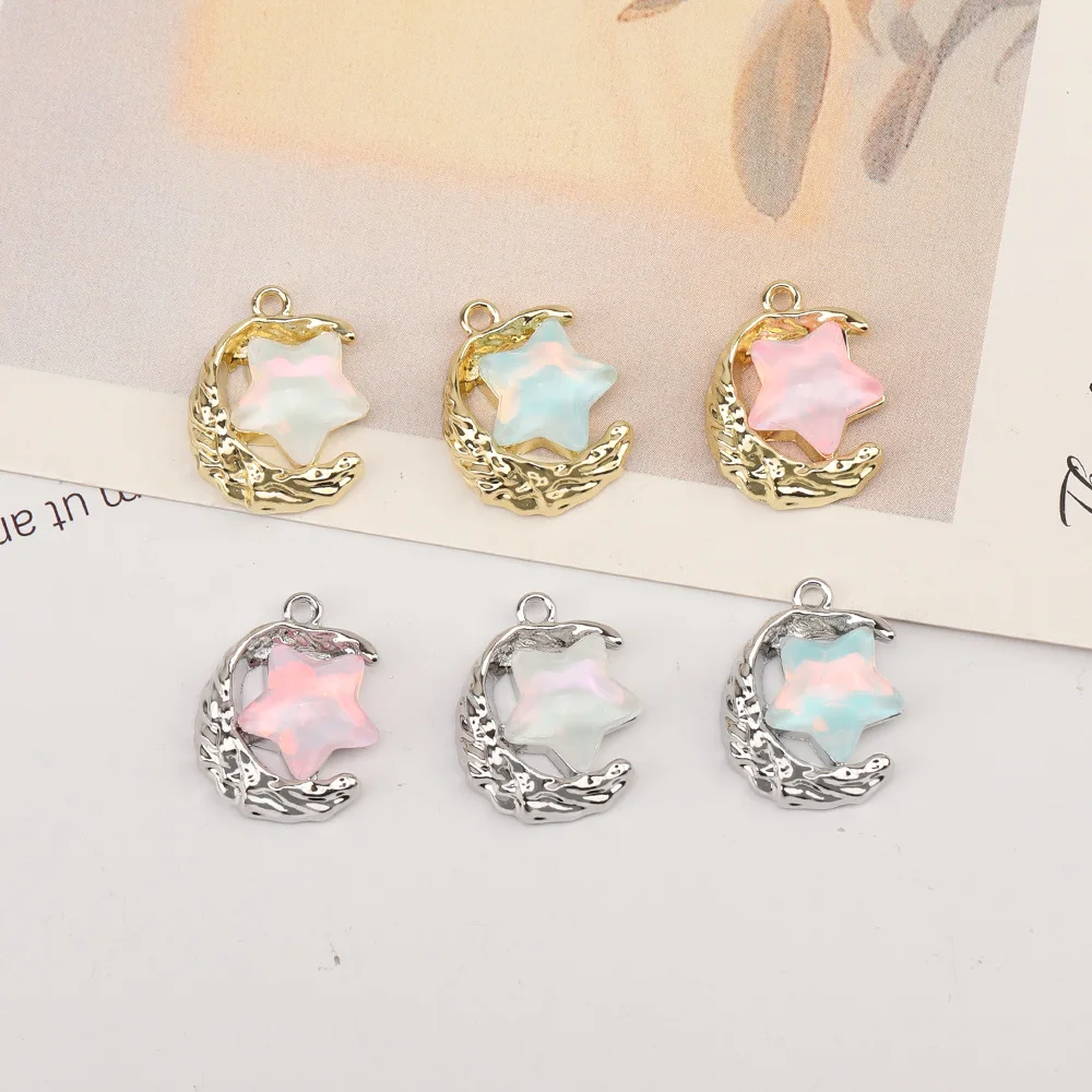 

100 шт./партия, подвески в форме звезд и Луны, 13 х17 мм