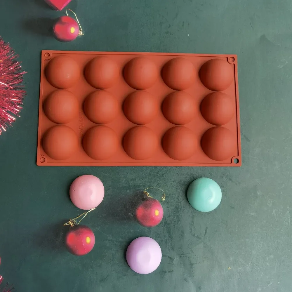 

15 Holes 3D Ball Round Half Sphere Silicone Molds for DIY Baking Pudding Mousse Chocolate Cake Mold Kitchen Accessories Tools