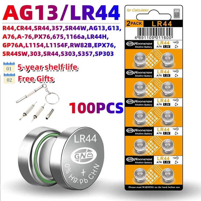 Fast Delivery 50/100pcs LR44 Batteries L1154F AG13 SR44 A76 Premium Alkaline Battery 1.5VButton Coin Cell Battery for Calculator