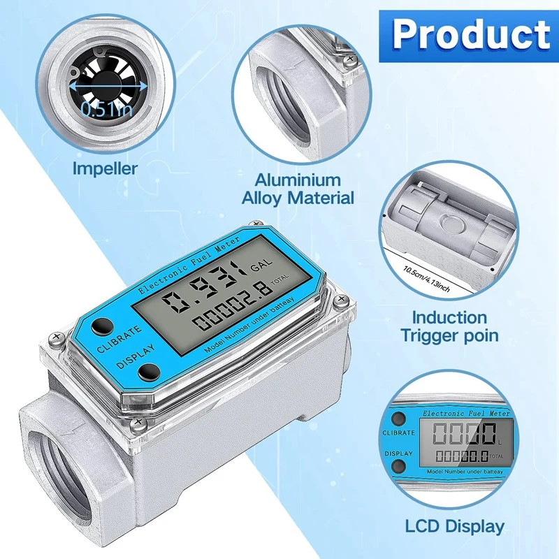 Metal High-Precision Turbine Water Flow Meter LCD Digital With NPT Counter&FNPT Thread Diesel Methanol Gas Oil Fuel Flowmeter flow meter,water flow meter,turbine flow meter,digital turbine flow meter