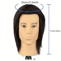 Tête de Mannequin 100% cheveux humains pour hommes, 8 pouces, pour coiffeur, pratique du beauté, formation au coiffeur, tête de Mannequin avec support à pince (bl naturel) 4