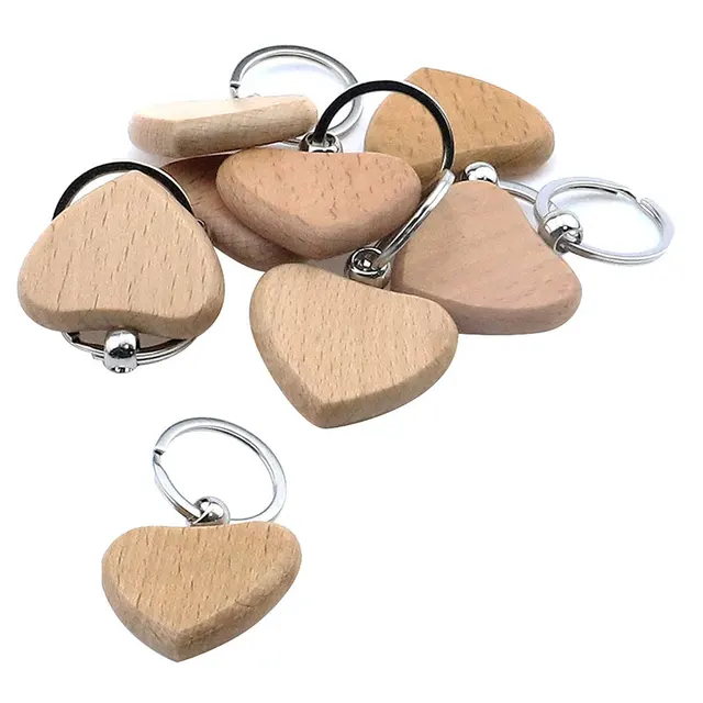 12 Piezas Llavero De Madera En Blanco, Llaveros Madera Corazón, Colgante Llavero Madera Natural En Personalizado Para Grabar Pintar Regalo Colgante Decorar Manualidades De Bricolaje Cumpleaños