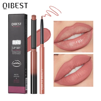 QIBEST Matte Nude Lipstick Pen Long Lasting Lipliner Lip Pencil Waterproof Lip Liner Contour Sexy Red Lip Makeup Set For Women 1