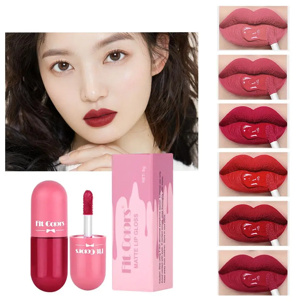 

1Pc Mini Capsule Lip Glaze Velvet Moisturizing Long Cup Non-stick Smooth Matte Lasting Colors Lipstick 6 Liquid Gloss Lip L5G9