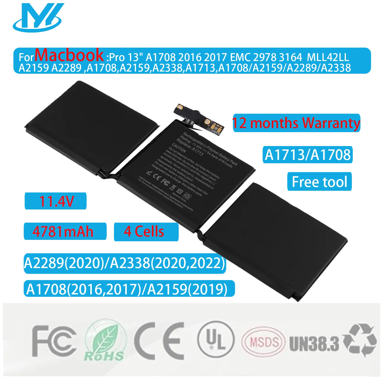 Batteria Per A2289 A2338 Batteria MacBook Pro 13 A1708, A2159, A2289, A2338 - Batteria Ricambio Per Laptop Apple (2016-2022) Batteria Laptop Apple A2159 Batteria Per A2289 A2338 Batteria MacBook Pro 13 A1708, A2159, A2289, A2338 - Batteria Ricambio Per Laptop Apple (2016-2022) Batteria Laptop Apple A2159