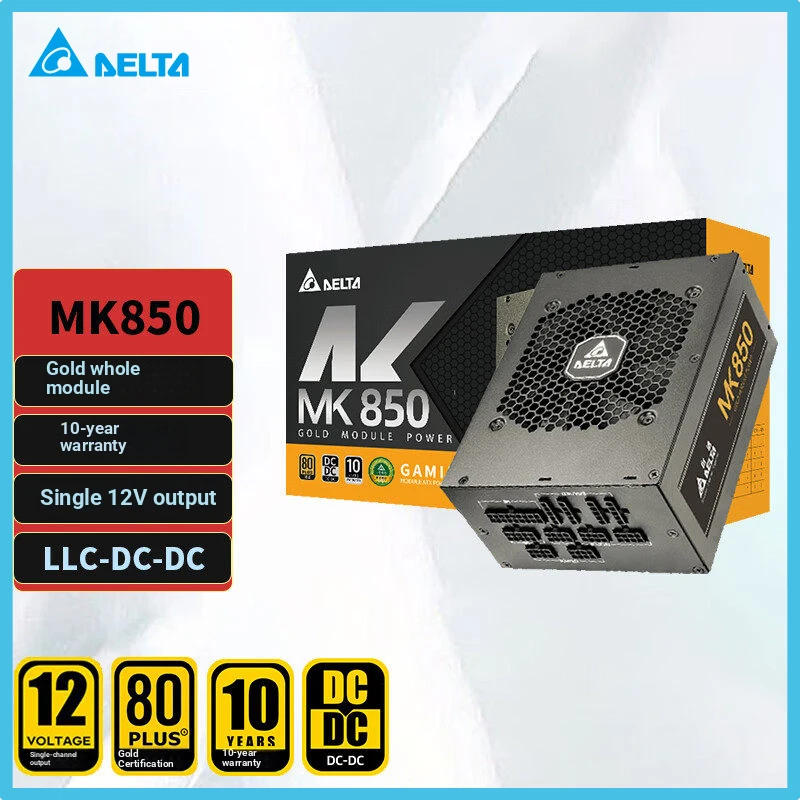 델타 850W 정격 전원 공급 장치 Mk850 골드 메달 풀 모듈형 컴퓨터 전원 공..