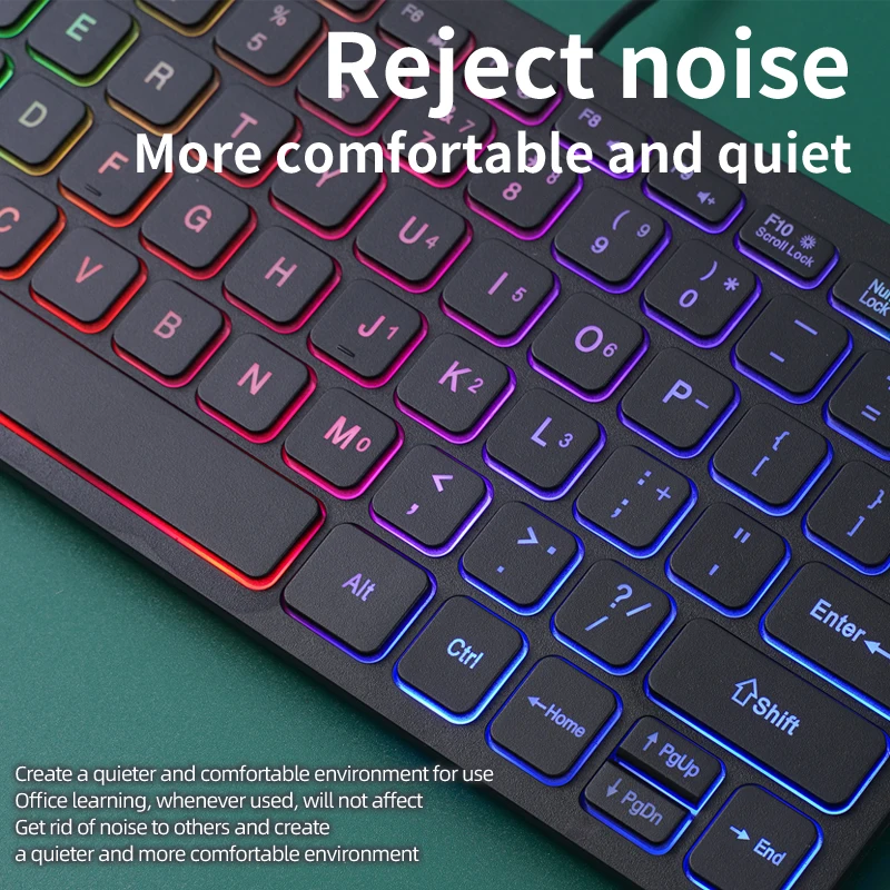 Ultra-Thin RGB Backlit 75% Compact Wired Keyboard - Lightweight 220g with Num Lock