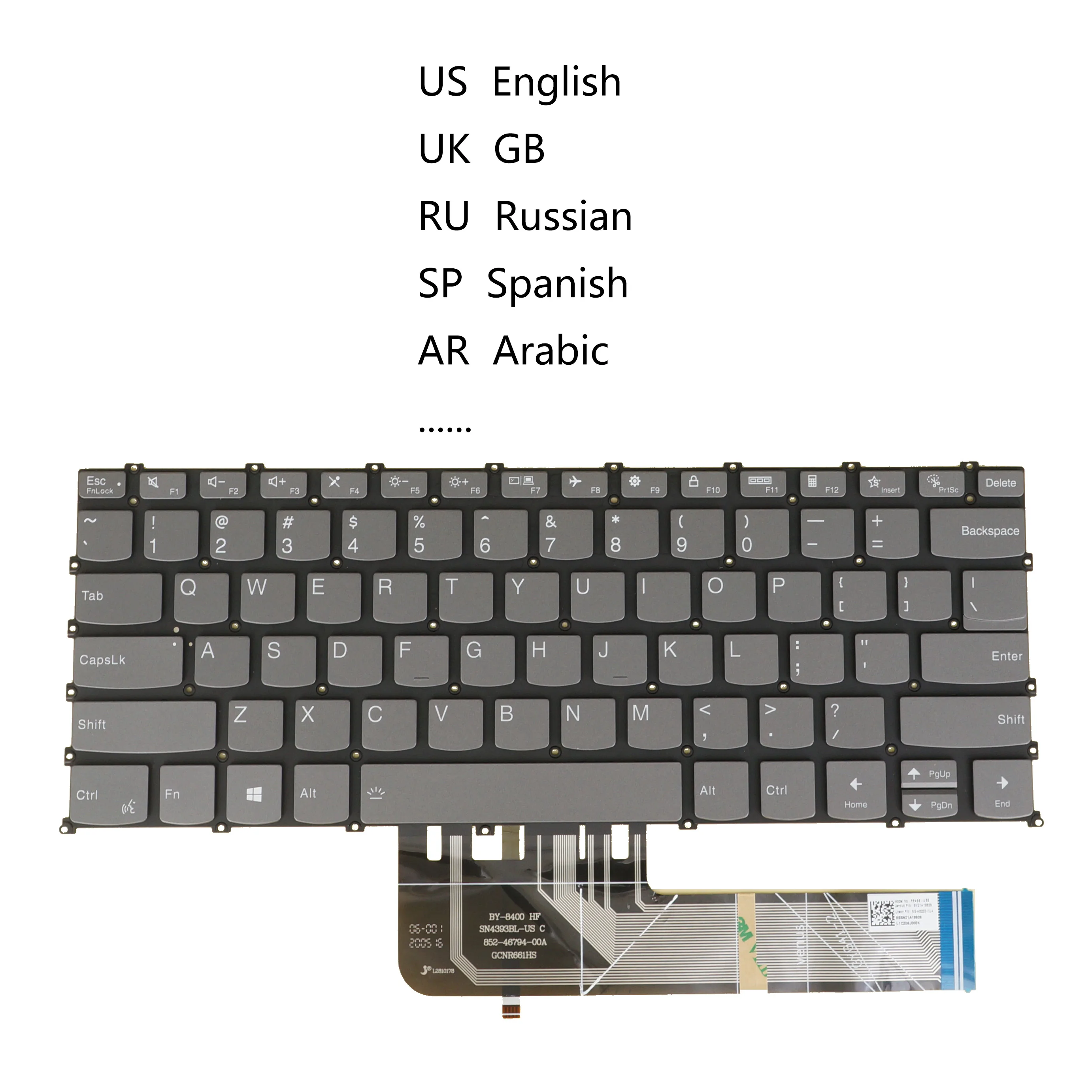 Teclado Retroiluminado para Lenovo Slim Pro Eua Reino Unido Russo Espanhol Árabe Yoga 13alc6 613are05 7-14acn6 14arh7 14iah7 14iap7