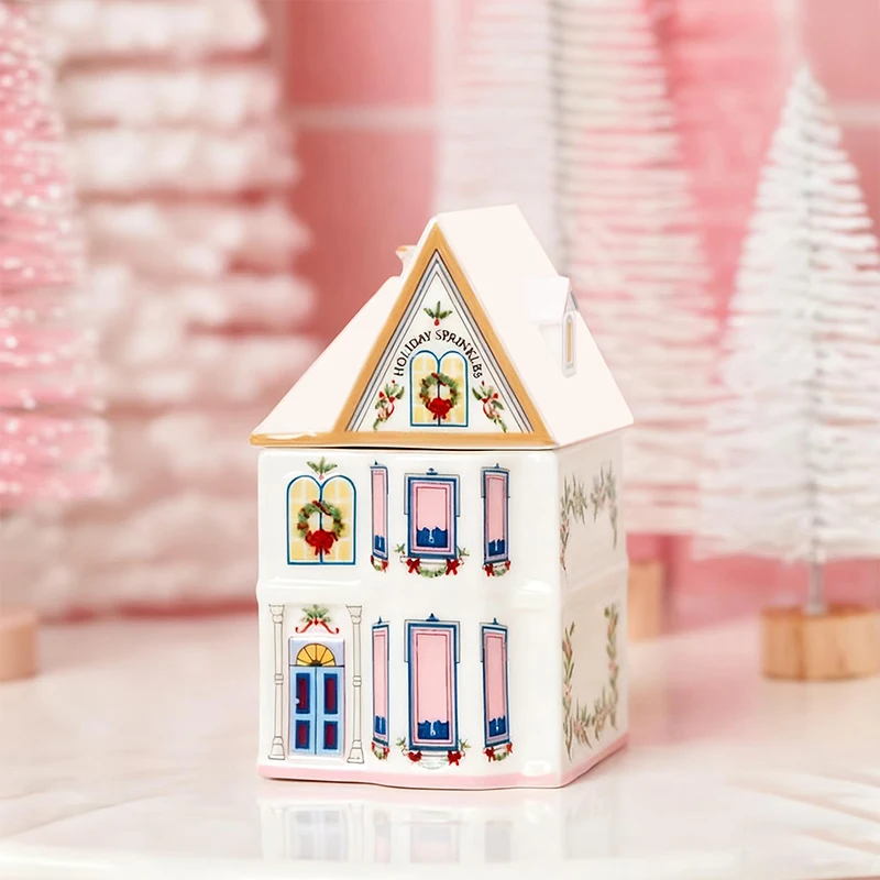 Holiday Village Spice House Set - Mini Christmas Gingerbread Houses Jars - Festive Decor Kitchen Countertop Christmas Candle