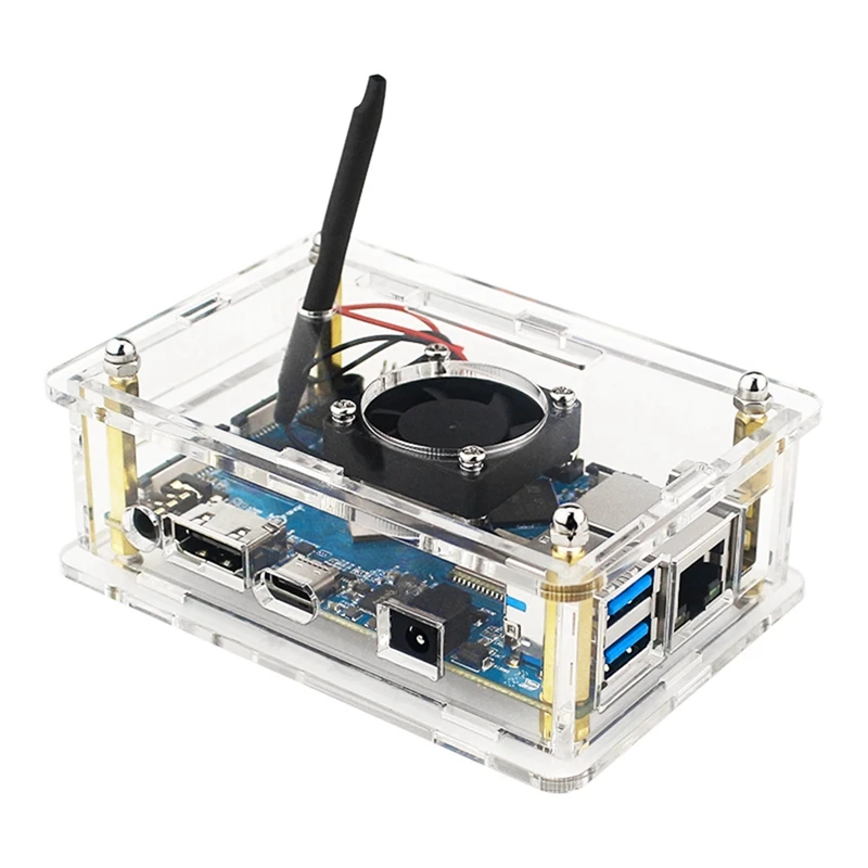 Orange Pi 4 LTS 아크릴 케이스 투명 투명 박스, 선풍기 스크루 드라이버 포함, Orange Pi 4 LTS OPI 4LTS