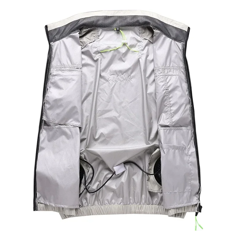 Summer Ice Vest Men's Fan Jacket USB Refrigeration Air Conditioning Clothing Outdoor Heat Protection Fishing Work Short Sleeve 4