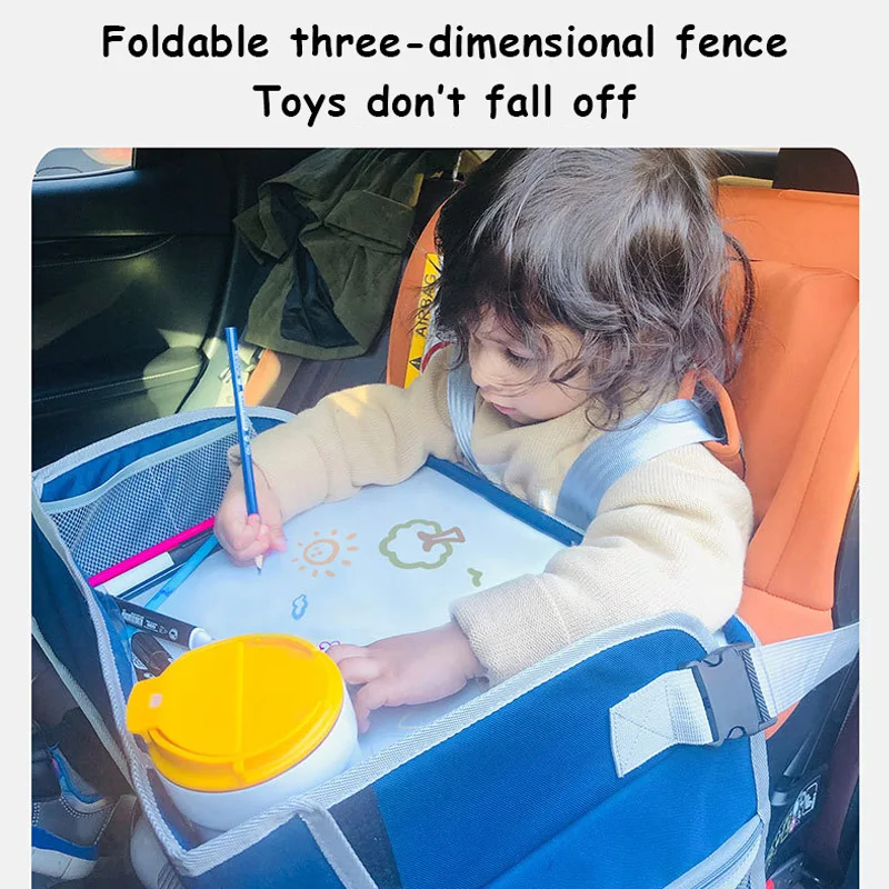New Baby Kids Car Seat Travel Portable Drawing Board Waterproof Safety Seat Play Snack Draw Table Organizer Storeage Table