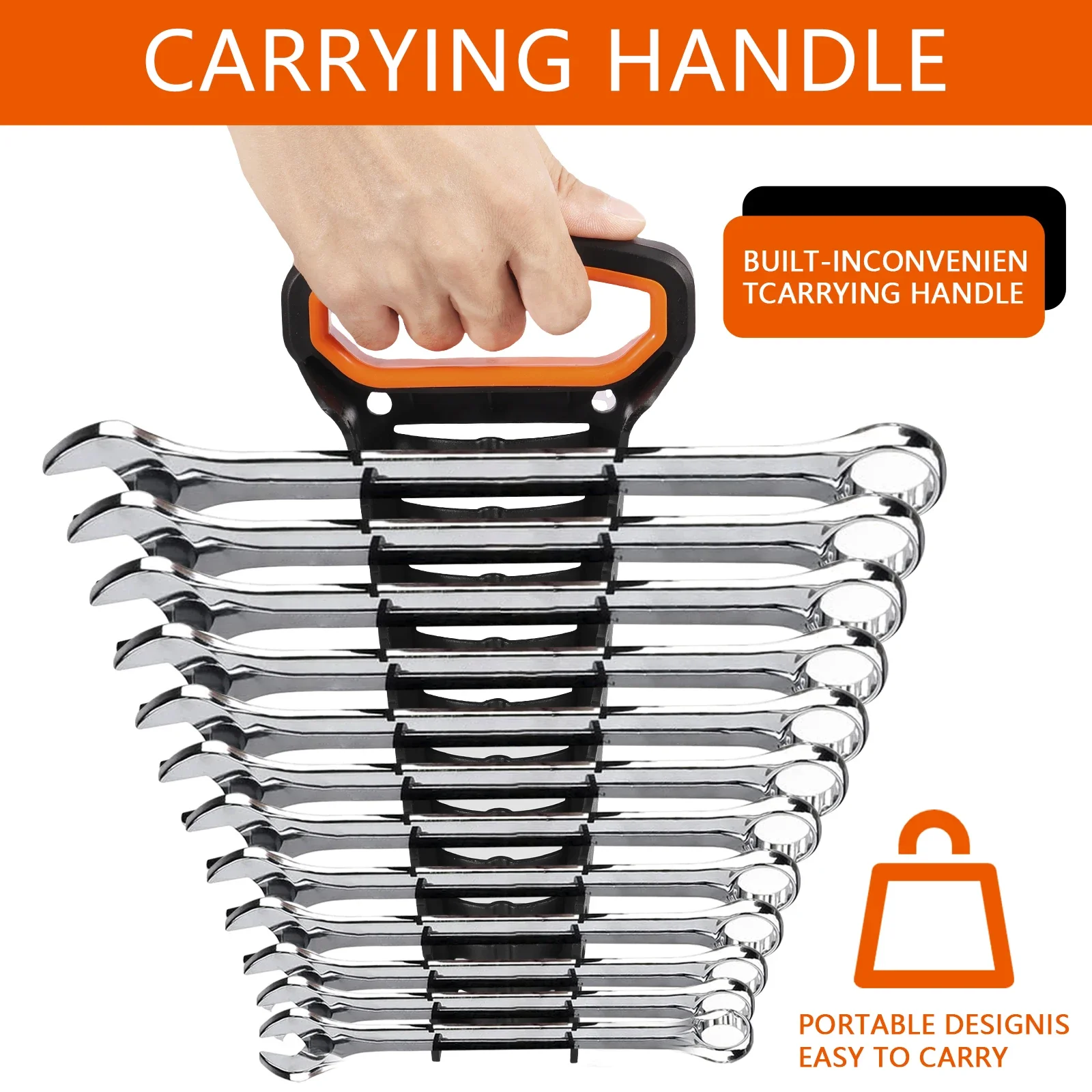 Wrench Organizer Wrench Holder Tool Organizer 2/4Pcs Tool Organizer Wrench Sorter Holder Wall-mounted Spanner Hand Tools Organizer Tray for Storing 5mm-27mm SAE Wrenches