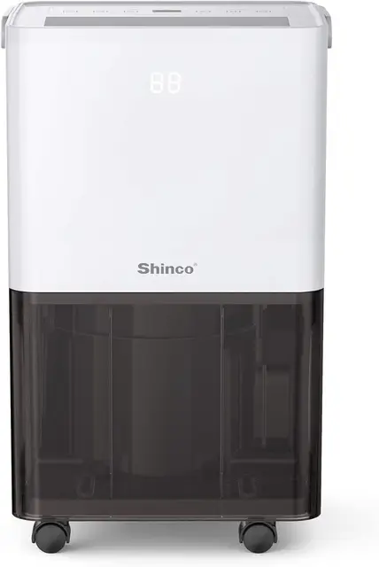 Déshumidificateur Électrique SHINCO 10L avec Capteur d'Humidité, pour 45 m³ (15 m²), Économie d'Énergie, Flexible de Drainage Inclus 1