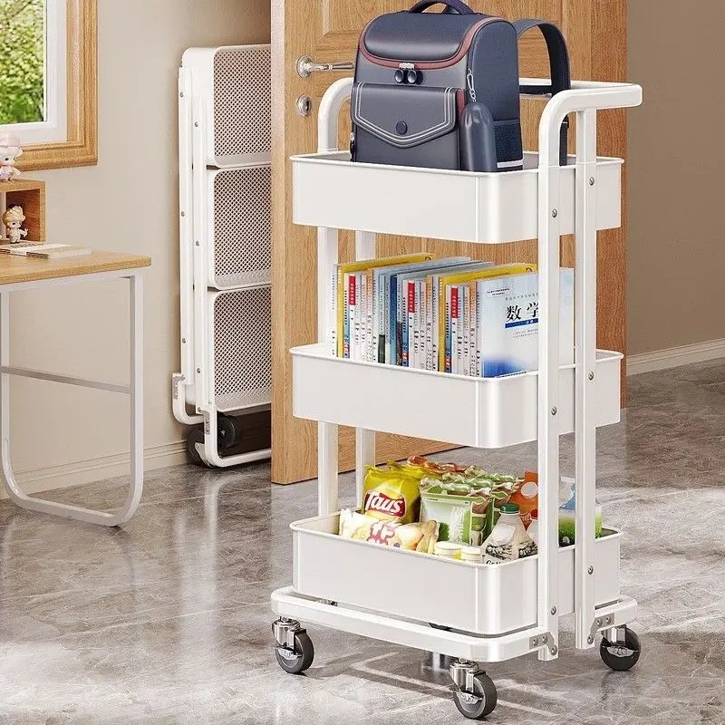Folding Storage Holders Kitchen Fruit Organize Baskets Bedroom Living Room Multifunctional Toy Organizer Cart with Wheels