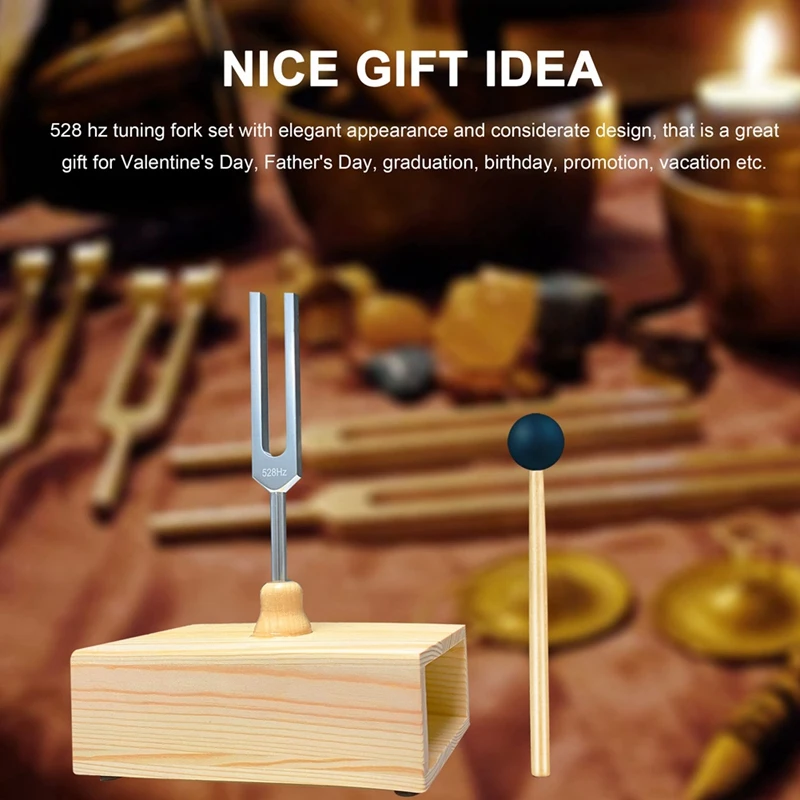 528Hz Tuning Fork With Resonance Box With Resonance Box Wooden Speaker Perfect For SPA Aromatherapy, Teaching