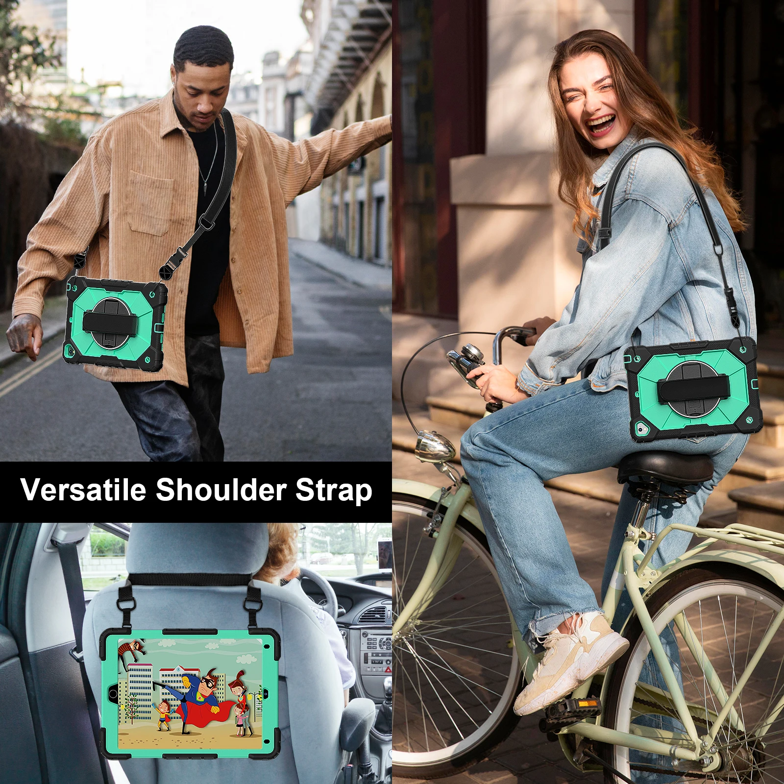 Silicone & Pc Armor Case With Rotating Kickstand For Ipad Pro 9.7_voghion.com