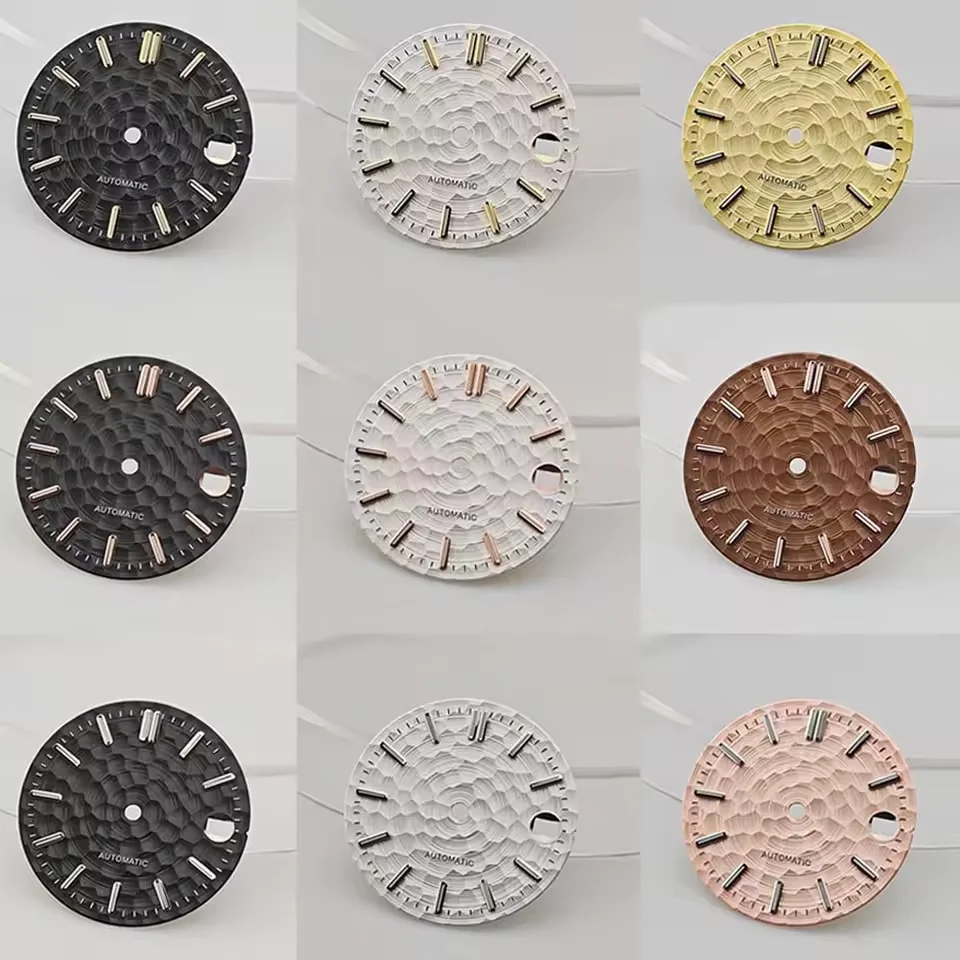 Enhanced Watch Dial with Green Luminous Accents - 28.5mm, Multicolor Options