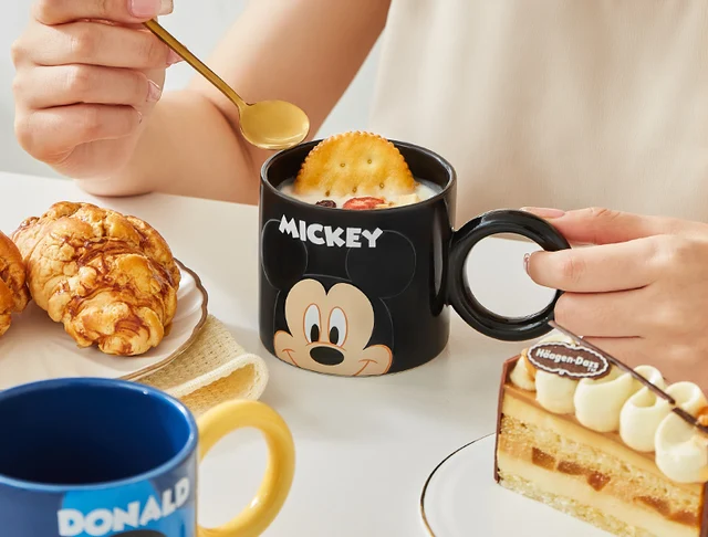 350ML Disney Mickey Mouse Coffee Mugs with Spoon Cartoon Daisy Milk Cups  Creative Fashion Handle Kids Minnie Water Cup Tumbler