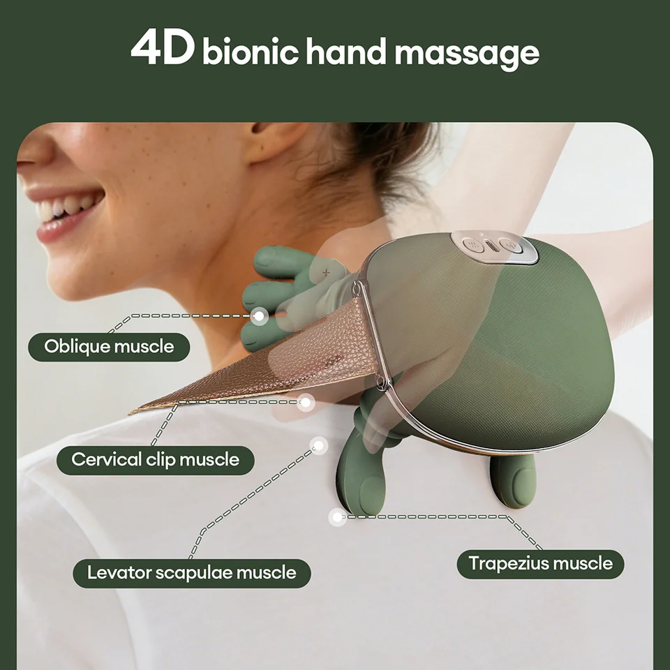 4D Bionic Finger Shoulder Massager Wireless Cervical Trapezius Kneading Massage Shawl Brushless Motor Neck Masajeador_voghion.com