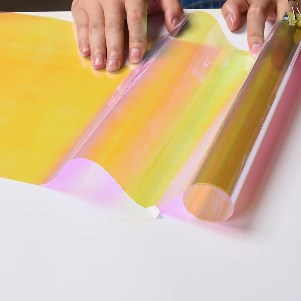 Chameleon Red Window Film VLT58% Rainbow Effect Iridescent Clear Film Holographic Vinyl Solar Protection Residential Glass