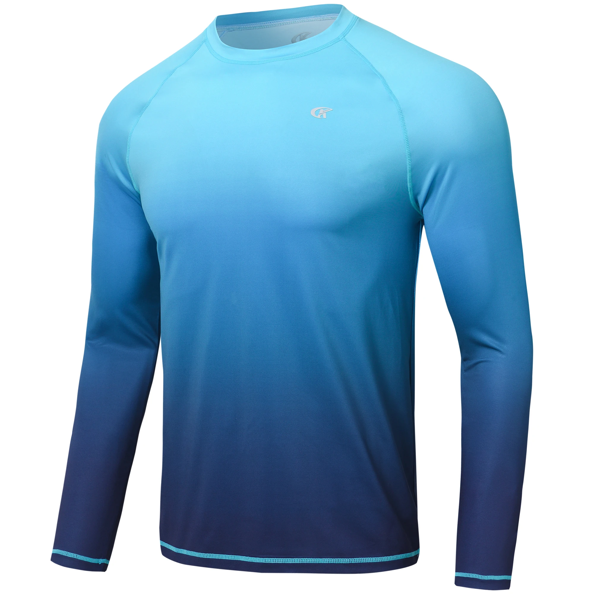 Description Picture 4 of itemMen UPF 50+ Gradient Long Sleeve Swim Tee Breathable Surf Shirt Rash Guard Hiking Outdoor Shirts