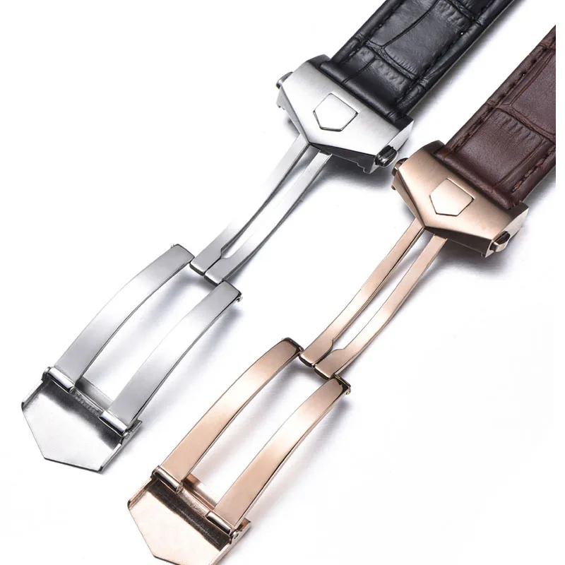 Elegant Genuine Leather Watch Strap - Black/Brown, 19mm-22mm
