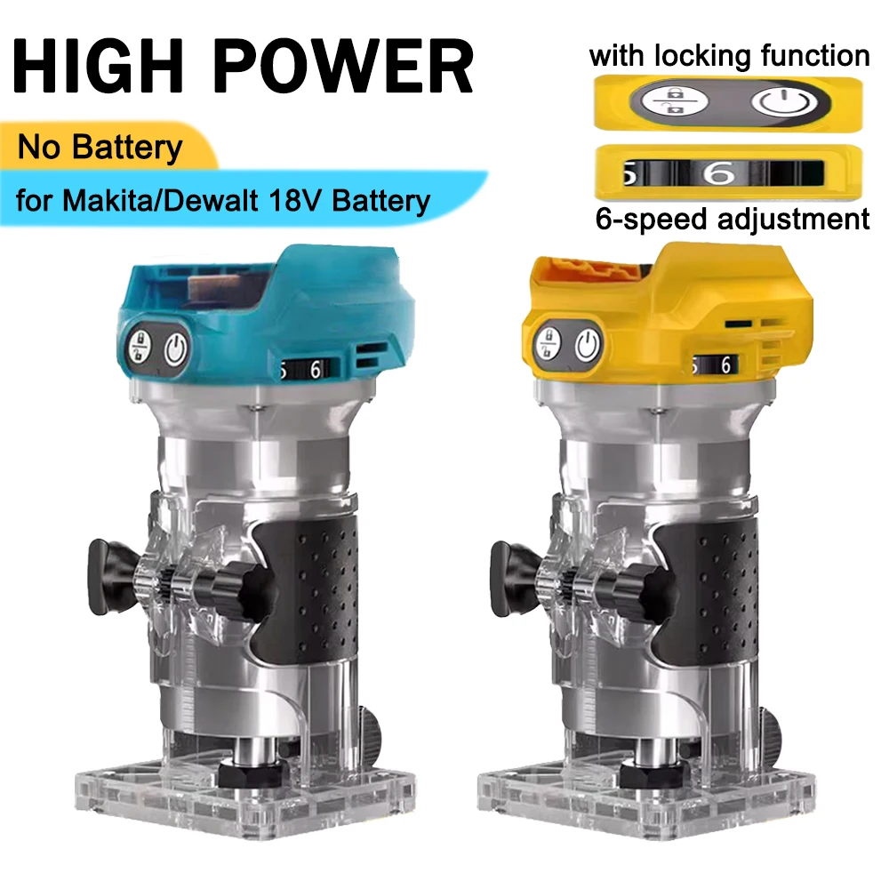 Brushless Electric Trimmer Woodworking Trimming Wood Router Milling Engraving Slotting Machine Fit Makita/Dewalt 18V Battery woodworking tools wood router