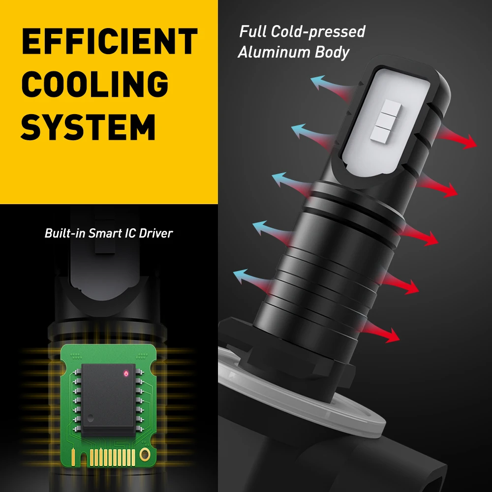 AUXITO 2개입 H27 881 H27W/2 LED 자동차 헤드라이트 안개등 캔버스 에러프리 6000K 화이트 881 LED 전방 주행등 12V