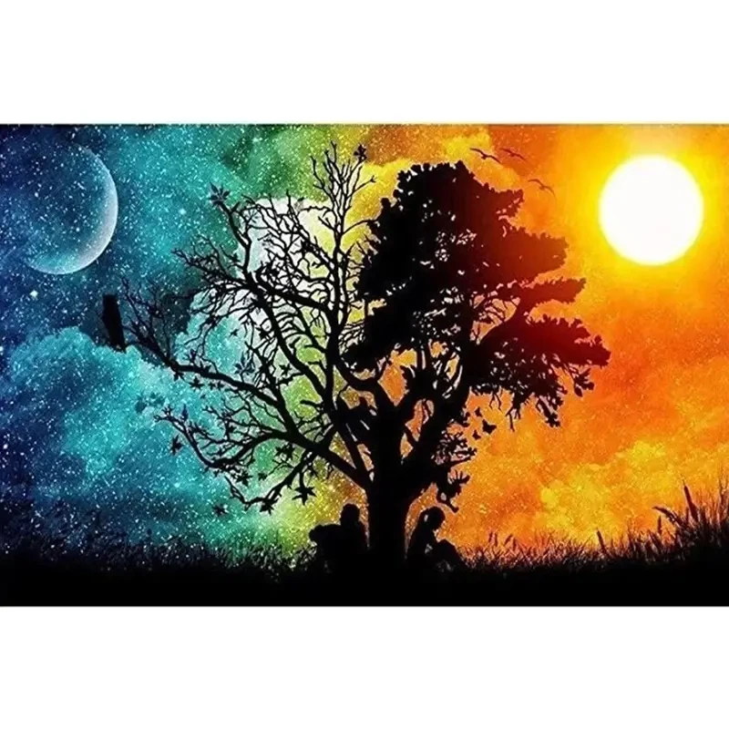 

2023 Unleash Your Creativity: 5D Day & Night Tree Full Diamond Painting Kit For Adults