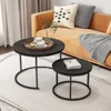 Round Coffee Tables Set of 2 End Table,Coffee Nesting Tables,Living Room Table Wooden Accent Metal Frame,Easy Assembly 1