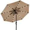 10ft Solar LED Lighted Patio Umbrella w/ Tilt Adjustment, UV-Resistant Fabric - Tan 1