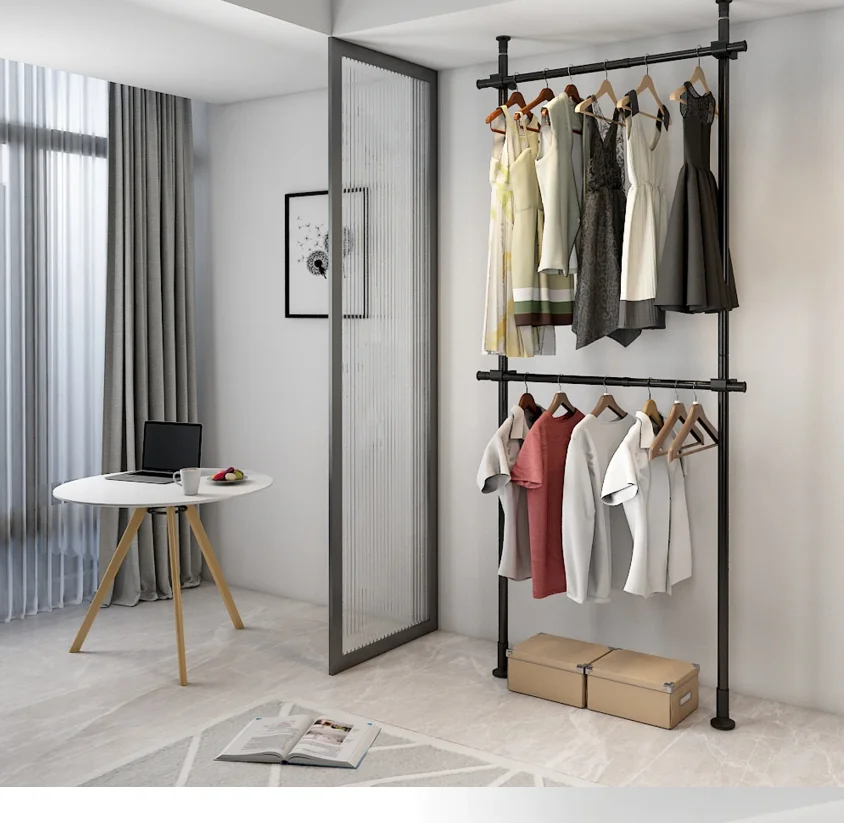 

2 Tiers Design Rod Clothing Rack Adjustable Commercial Garment Closet Organizer