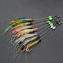 

7pcs/lot 8cm 5g Luminous Shrimp Silicon Soft Artificial Bait With Hooks Swivels Anzois Para Pesca Sabiki Rigs Fishing Tackle