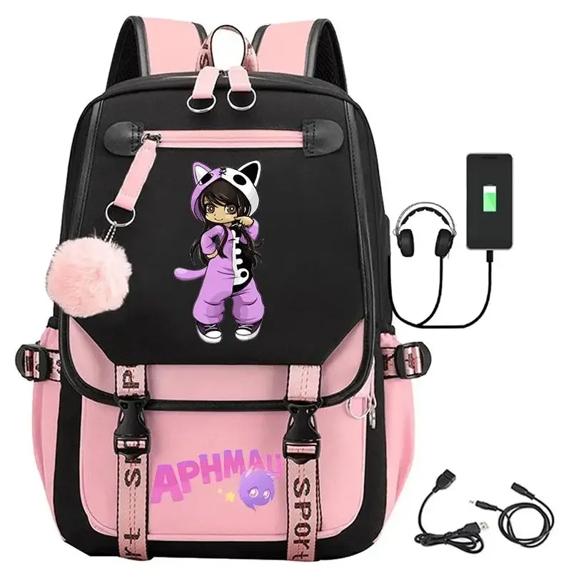 Korean Fashion Aphmau Cartoon Print Schoolbag for Teenager Girl Backpack Students School Bags Women Travel Mochila 4