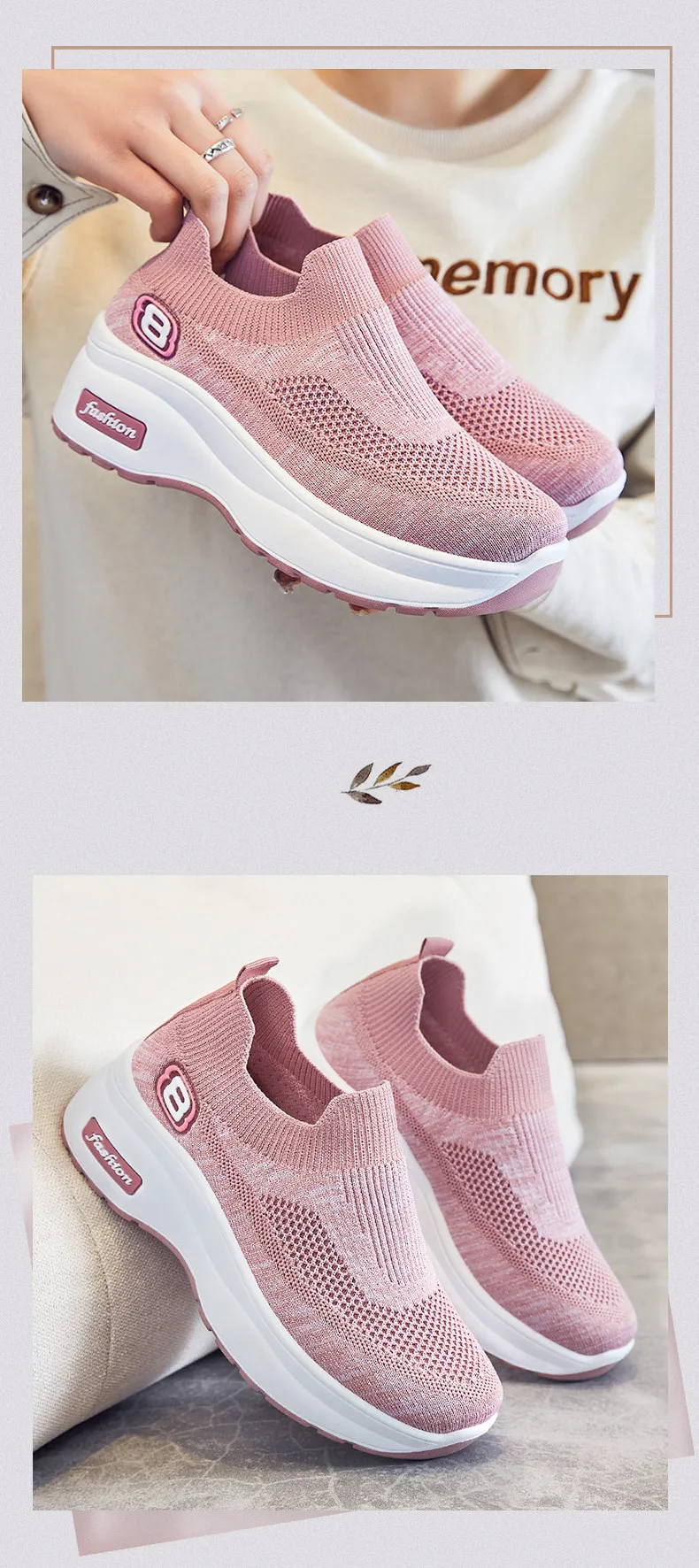 Women's Platform Sneaker 2026 Spring Breathable Mesh Slip-On Casual Workout Shoes Cushioned Sole Athletic Inspired Heels Comfort